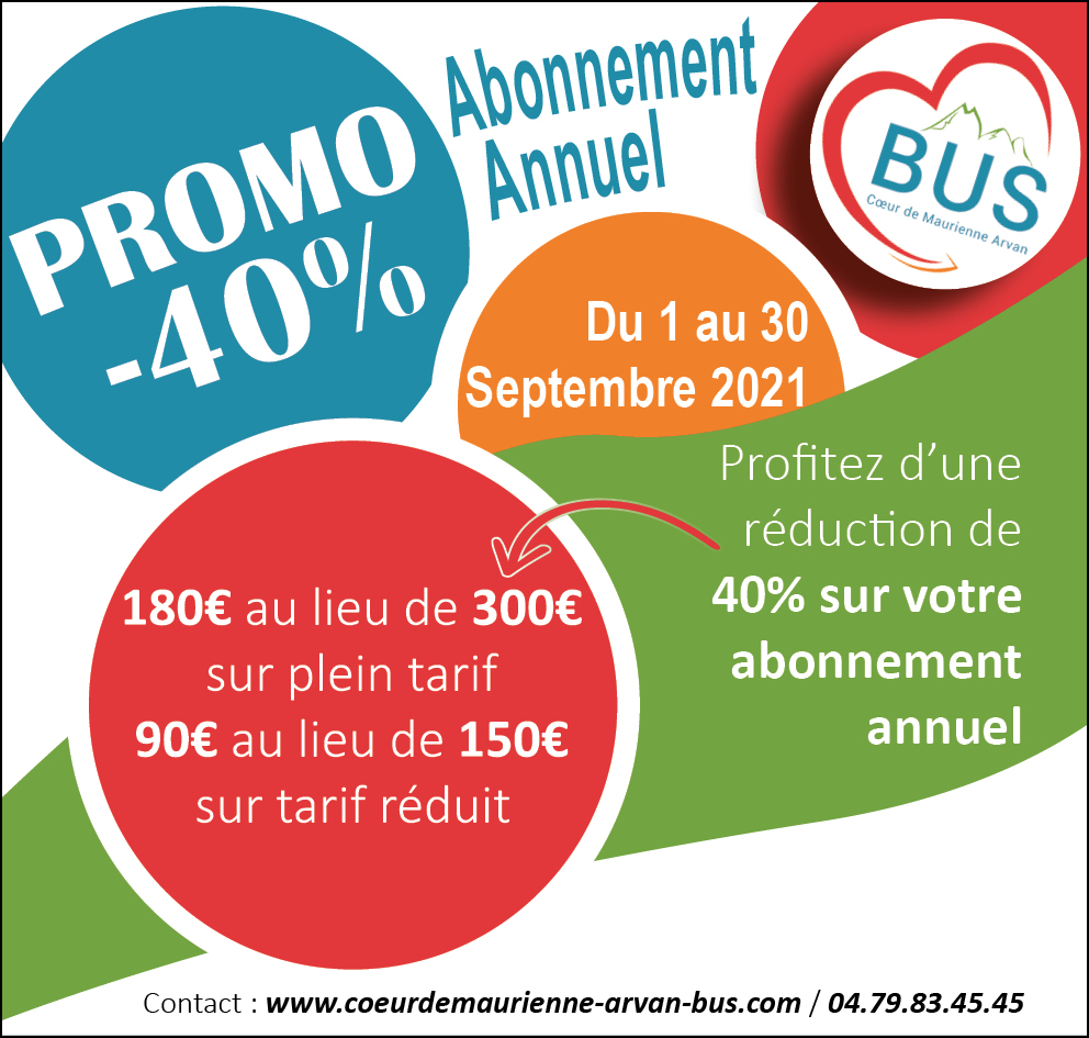Promotion abonnement annuel du Cœur de Maurienne Arvan Bus !